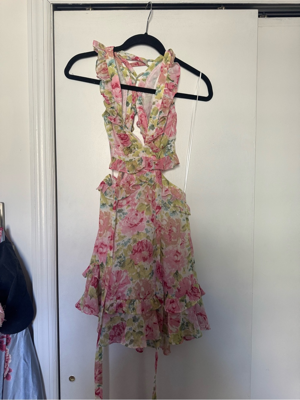 Floral Ruffle Sundress in Pink and Green